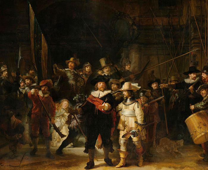 The Night Watch after the removal of the old varnish, showing a daylight scene